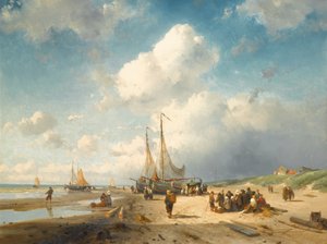 Scena costiera con pescatori da Charles Henri Joseph Leickert
